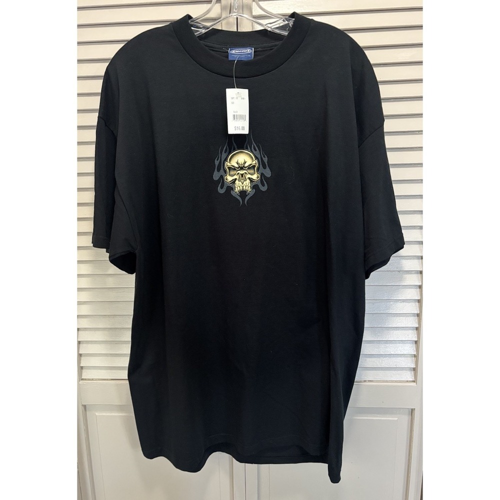 Sideout NWT Skeleton Flames Graphic Print Short Sleeve T-Shirt Size XL Dragon